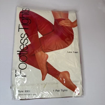 Medias capri vintage de encaje sin pies rosa brillante talla única 100 % nailon. Y2K Foto 1 de 4