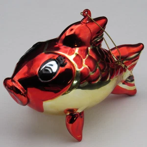 Macy's Fliegender Fisch Ornament, 6" langes Glas, rot & gold, Parade Ballon, 2002 - Bild 1 von 14