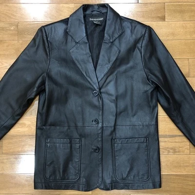 Chaqueta Blazer Savannah Cuero Negro Talla 10 Foto 1 de 4