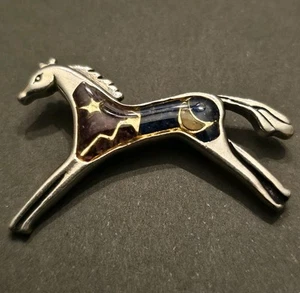 Spilla Carolyn Pollack Relios argento sterling 925 luna notturna e stella cavallo - Foto 1 di 8