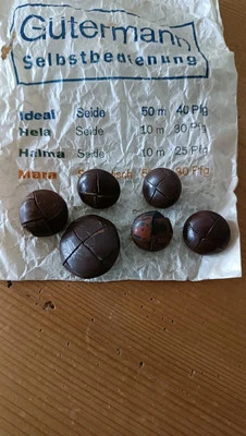 6 Alte Lederknöpfe braun - Bild 1 von 2