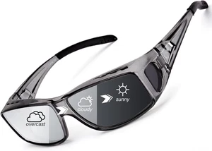 Fit Over Photochromic Polarized Sunglasses for Outdoor Activities Wear Over Rx/P - Picture 1 of 12