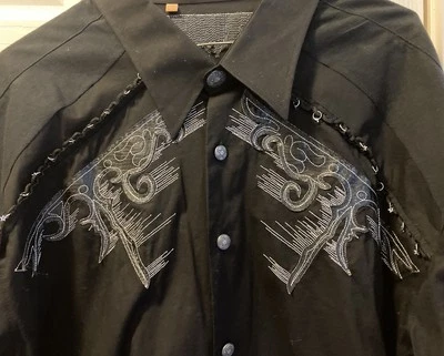 Western Mens Shirt Silvertone Buttons & Embroidery 4XL - NWOT - Image 1 of 4