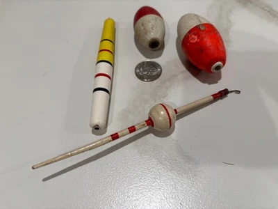 4 Vintage Fishing Bobbers Floats Old Tackle Box - Image 1 of 4