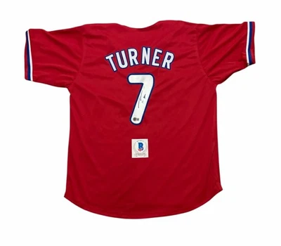 Trea Turner Signed Jersey Philadelphia Phillies Autographed Auto Beckett  - Image 1 of 2
