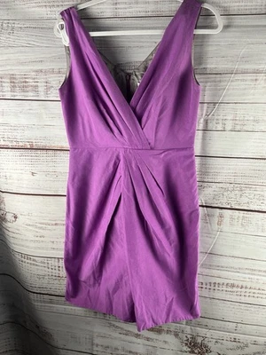 Banana Republic Silk Cotton Sheath Dress Women’s 8 Purple V-Neck Party - Image 1 of 4