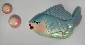 Vintage 1960 Miller Studio Chalkware Plaster Fish Wall Décor Plaque With Bubbles - Picture 1 of 11