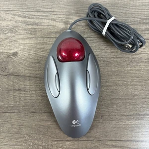 Logitech T-BC21 Optical Trackman Marble USB Mouse Srebrna Ergonomiczna - Przetestowana - Zdjęcie 1 z 4