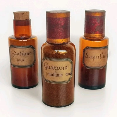 SERIE DE 3 ANCIENS FLACON POT D'APOTHICAIRE PHARMACIE HAUTER:17cm - Photo 1/4