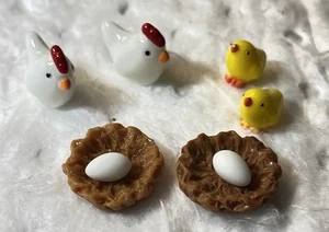 Doll House Mini Chicken & Chicks Family Figure 1:12 Scale fairy garden - Picture 1 of 3