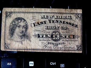 1860s New York and East Tennessee Iron Co. Dieci Centesimi Scrip D14 - Foto 1 di 2