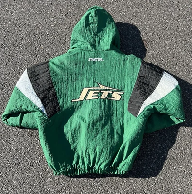 Vintage New York Jets Starter Pullover Hooded Jacket RARE 90s Green Mens LARGE L - Image 1 of 3