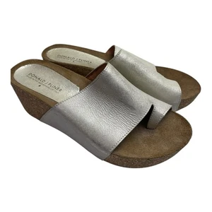 Donald J. Pliner Women's CREAM/Gold Hoop Toe Platform Sandals 8.5 Made In ITALY - Picture 1 of 12