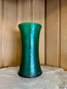 Antique Awaji Pottery Vase Monochrome Green Signed Japan Arts & Craft Movement - Picture 1 of 7