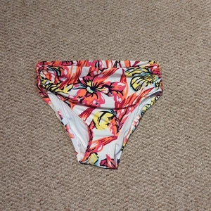 Carmen Marc Valvo Classic Shirred Waist Bikini Bottom Medium Brava Lily Floral - Picture 1 of 8
