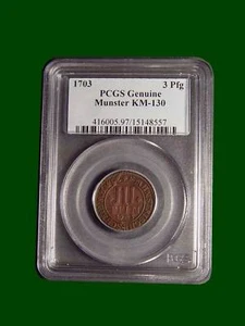 1703 German States MUNSTER 3 Pfennig KM# 130 PCGS GENUINE Coin - Picture 1 of 4