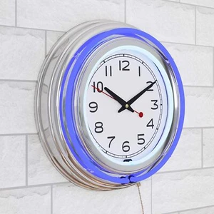 Retro Wall Clock Battery Operated Vintage Bar Garage Kitchen Game Room Home - Picture 1 of 6