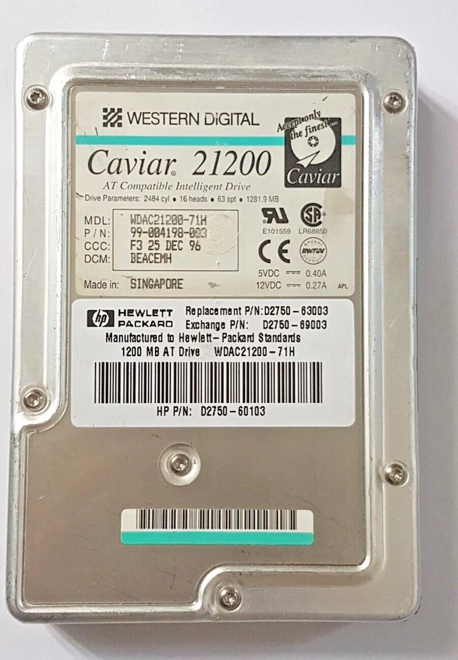 1.2 GB IDE Western Digital WDAC21200-71H P-ATA 5200RPM 128KB HDD 3.5" Hard Drive - Image 1 of 1