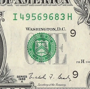 1988 A Minneapolis One Dollar Schein I49569683H H336 Back Plate 273 Crisp UNC - Bild 1 von 11