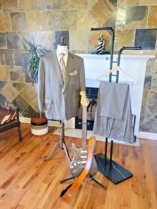 52R Custom Tom James 100% Wolle Anzug hellbraun gestreift - Bild 1 von 12