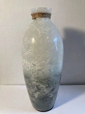 Large Dry Plant Vase Glass 12" Made In India Grey Marbled Hombre Twine - Image 1 of 4
