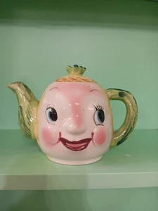 Vintage Anthropomorphic Teapot Tea Kettle Pineapple Face Japan Rare Kitschy - Picture 1 of 6