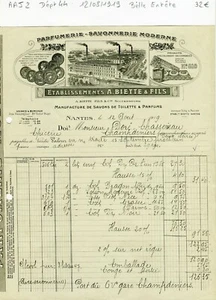 Dépt 44 - Nantes Rue Beauséjour - Belle Entête d'une Parfumerie Savonnerie 1919 - Bild 1 von 1