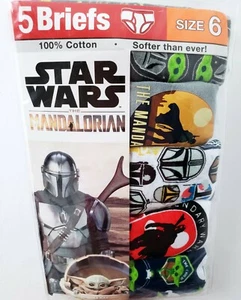 Disney Star Wars MANDALORIAN Boys 6 Briefs Underwear 5Pack All Seasons SOFTER *O - Picture 1 of 4