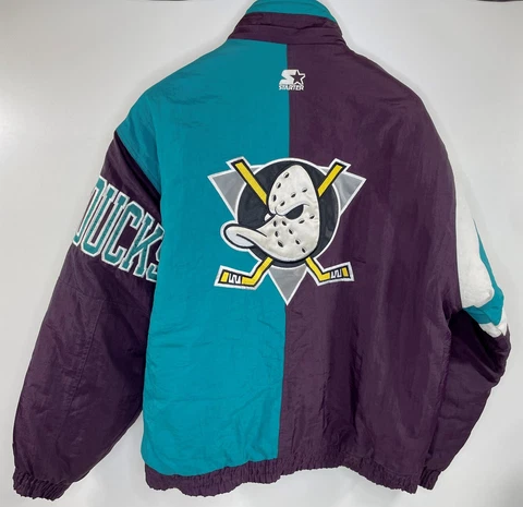 Vintage 90’s Size L NHL Anaheim Mighty Ducks Starter Puffer Bomber Parka Jacket Cover