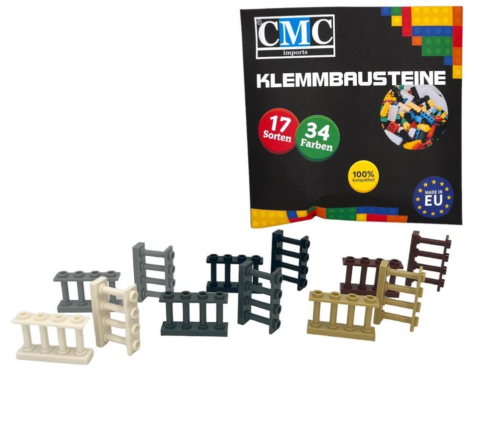 CMC 10 x Geländer Zaun Klemmbausteine Bausteine 1x4x2 Absperrung Gatter Gitter15332