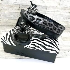 Brand New Women's Helen's Heart Black Leopard Open Toe Slide-On Wedge Sandals 10 - Picture 1 of 10