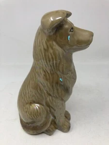 Vintage Irridescent Ceramic Porcelain Border Collie Dog Figurine Slip Cast - Picture 1 of 12