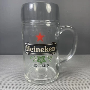 Vtg Heineken Beer Mug with Holland Logo & Red Star Heavy Clear Glass 1L, 33.8oz  - Picture 1 of 9