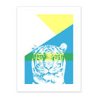 Bold Animals Blue Tiger Print Canvas Premium Wall Decor Poster