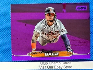 2024 #164 Javier Baez Topps Stadium Club Baseball Purple Foil 26/75 Tigers - Picture 1 of 3