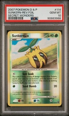 Pop 1 PSA 10 💎 - Pokemon Secret Wonders Reverse Holo - Sunkern 114/132 - Image 1 of 4