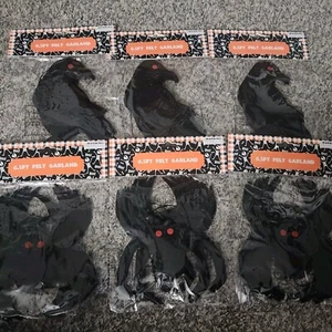 6 Packs Halloween Decorations 6.5' Felt Garland Black Spiders Birds Crows - Picture 1 of 3