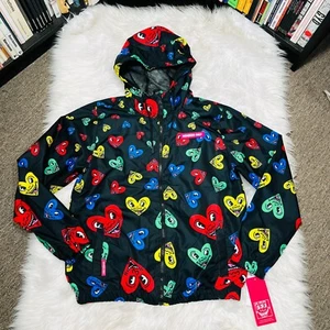 MEMBERS ONLY X KEITH HARING WOMENS JACKET HEARTS HOODED JACKET - Picture 1 of 6