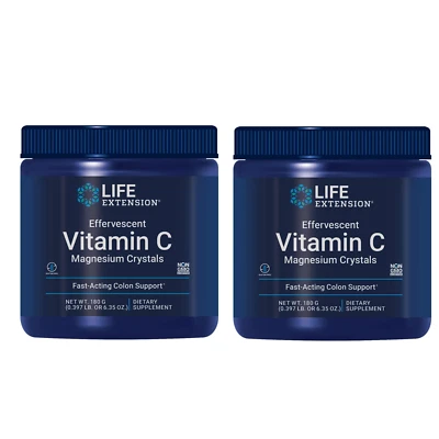 Life Extension Vitamina C Efervescente Cristales de Magnesio Soporte Colon 180g 2Pac Foto 1 de 4