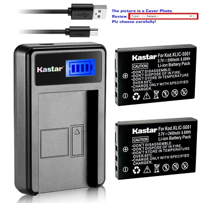 Cargador de batería Kastar Kodak KLIC-5001 Kodak EasyShare P712 EasyShare P850 Foto 1 de 4