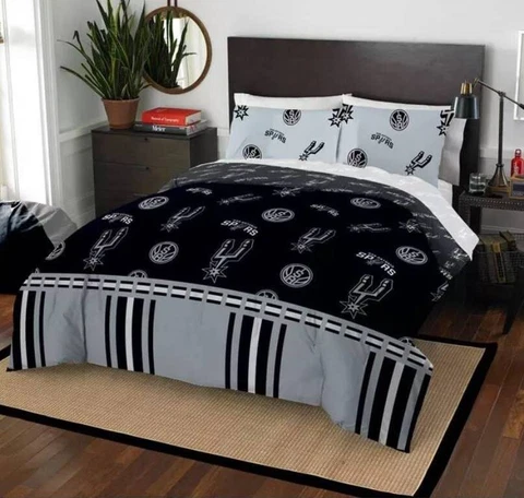 San Antonio Spurs NBA Rotary Queen Bed in a Bag Set Cover