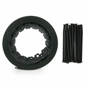 32 ft / 10m+60 Pegs Garden Grass BLACK Lawn Edging Wall Flexible Plastic Border - Picture 1 of 1