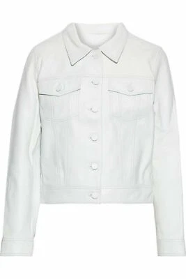 TOP SELLING New Women's White Leather Shirt Pure Lambskin Causal Slim Fit shirt - Image 1 of 4