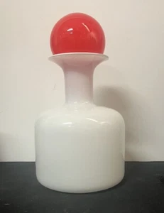 Vintage Empoli Pop Art Decanter Mid Century Cased Red White Stopper Modern - Picture 1 of 11