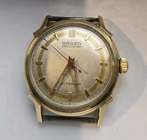 Automático Art Deco relleno de oro amarillo Gruen con esfera original de los años 40 - Imagen 1 de 6