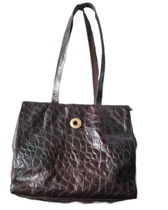 Vintage Tasche Krokodilleder echt braun Made in Italy große Größe - Bild 1 von 6