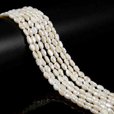 Grade A White Fresh Water Pearl Side Drill Nugget Beads Size 5x7mm 15.5'' Strand