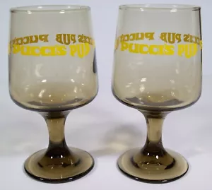1 Pair of Pucci's Pub Beer Wine Cocktail Drink Glasses Vintage MCM - Picture 1 of 14