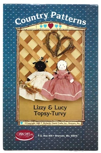 Topsy Turvy Doll Craft Sewing Pattern Lizzy Lucy Black White Upside Down Dolls - Picture 1 of 2