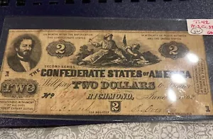 1862 $2 Confederate States of America T42 GRB Very Nice - Picture 1 of 3